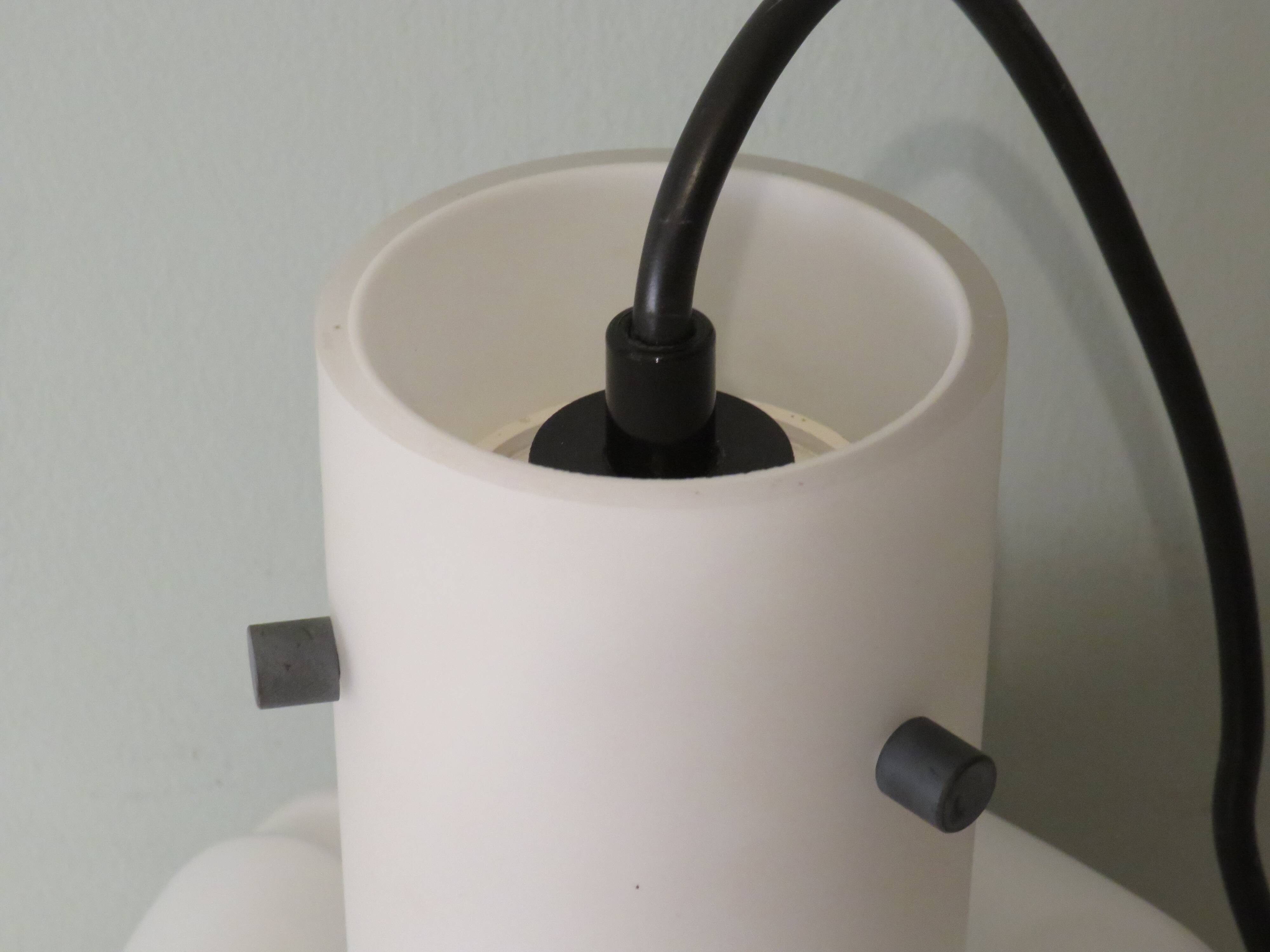 Suspension lamp, white opaline, Glashütte Limburg, Germany 1960