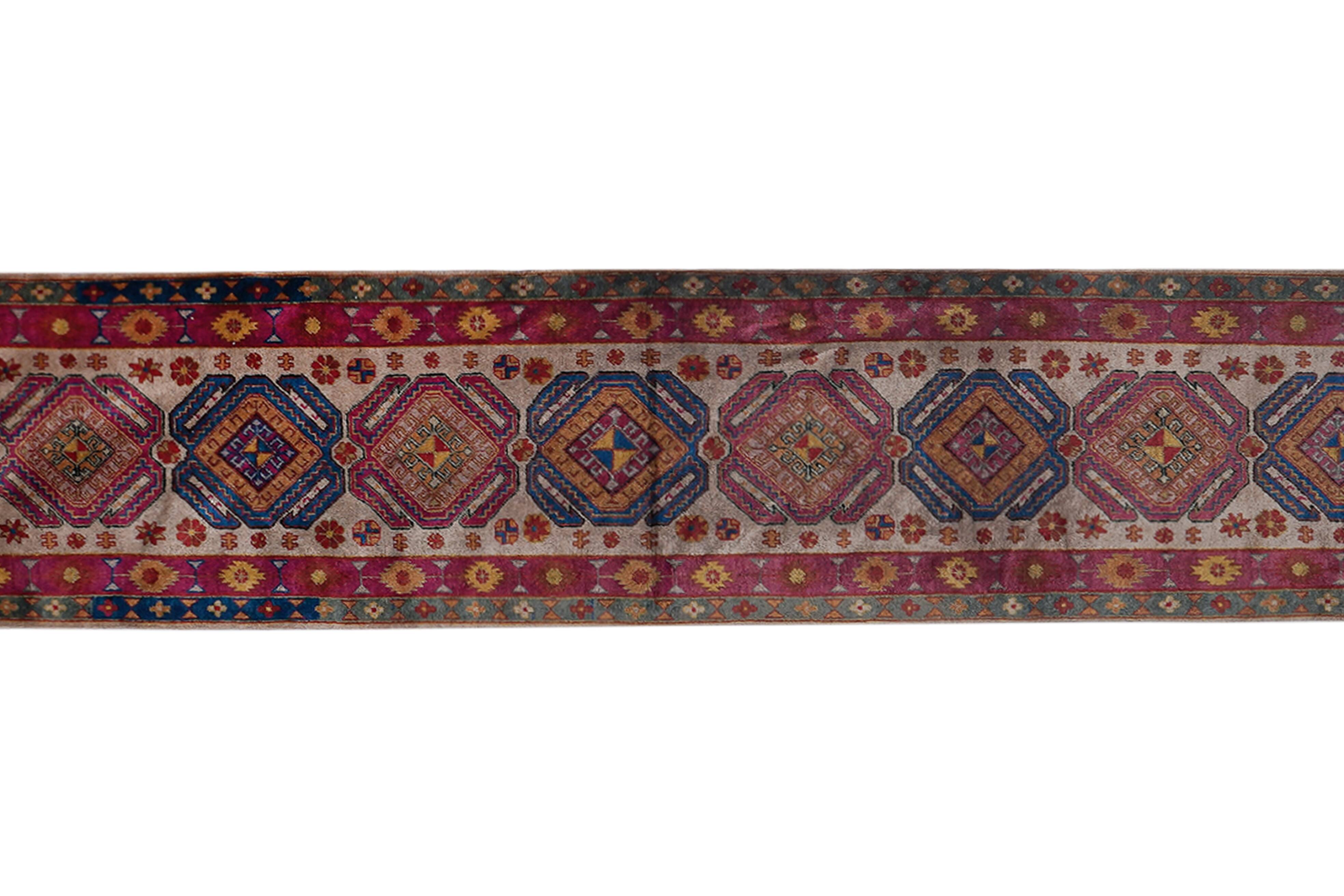 Vintage Turkish Oushak Handwoven Rug 70x335 cm
