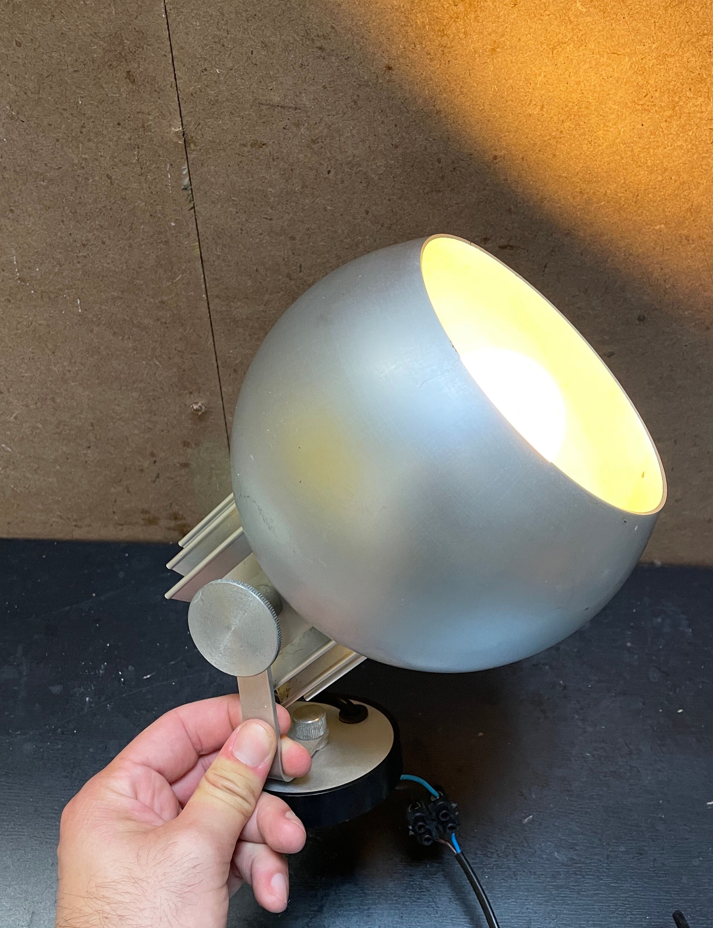 Brushed steel wall lamp from the 1970s - space age style