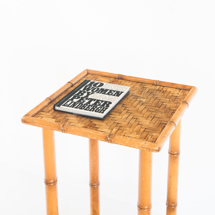 Vintage side table in cannage, France 1960