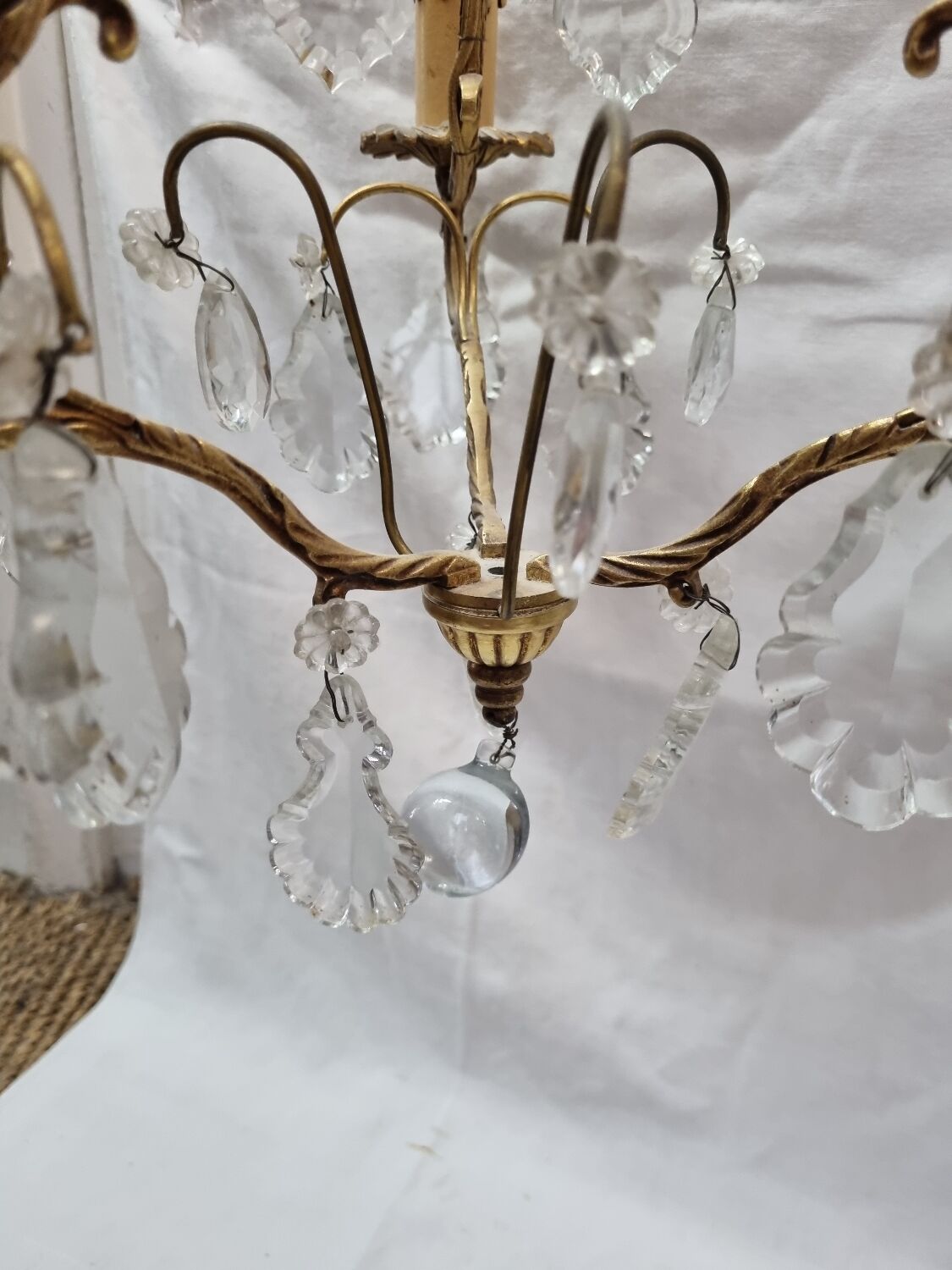 Bronze chandelier with baroque crystal tassels