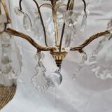 Lustre bronze à pampilles cristal baroque
