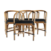 Lot de 4 fauteuils en rotin simili cuir