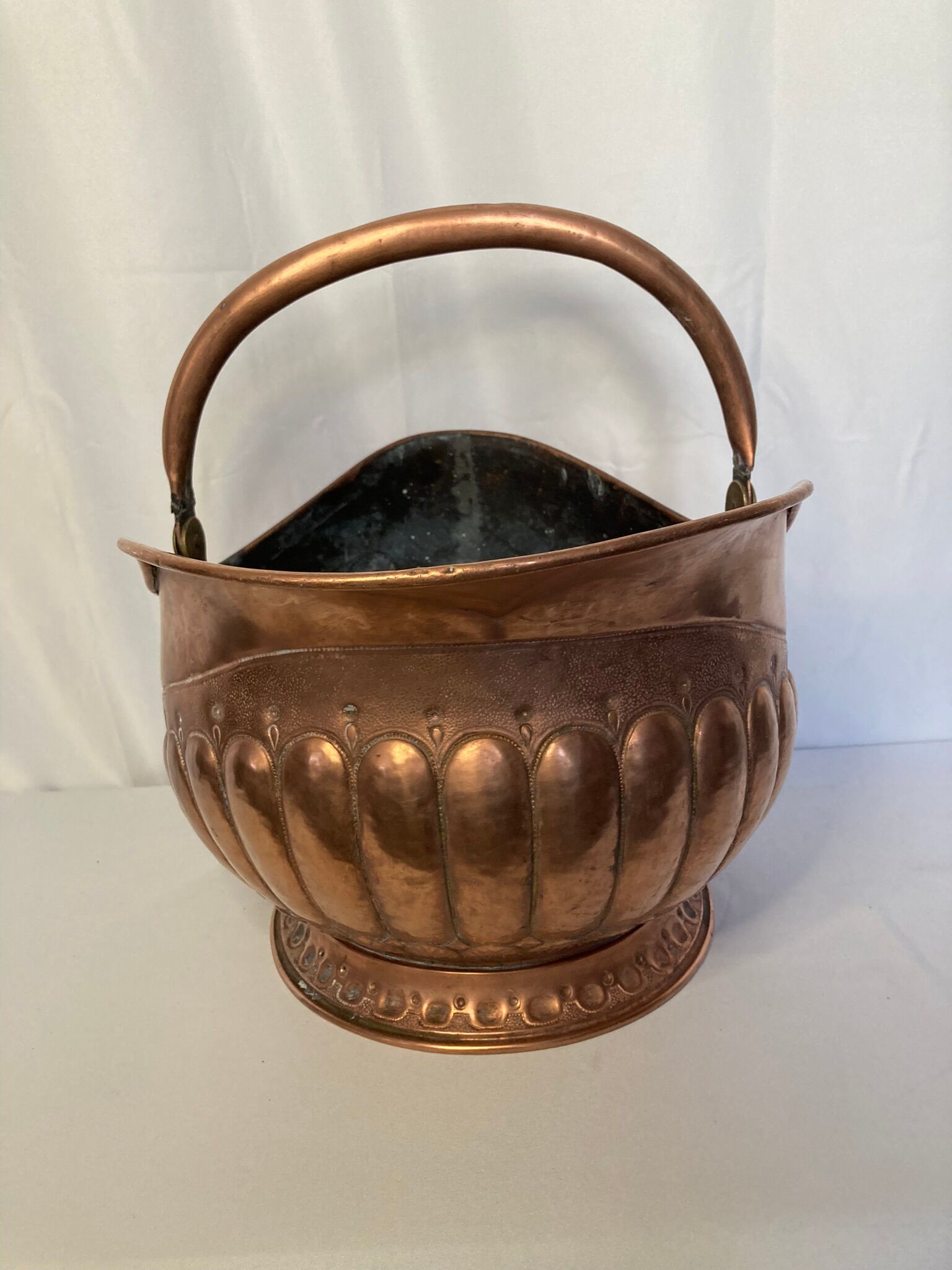 19th century copper and brass coal bucket