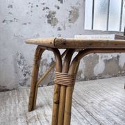 1950s rattan table with ceramic top