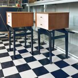 Vintage Retro Mid-Century Oak and Tola Bedside Cabinets by Limelight
