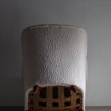 White faux shearling lounge chair | Sweden | 1940s