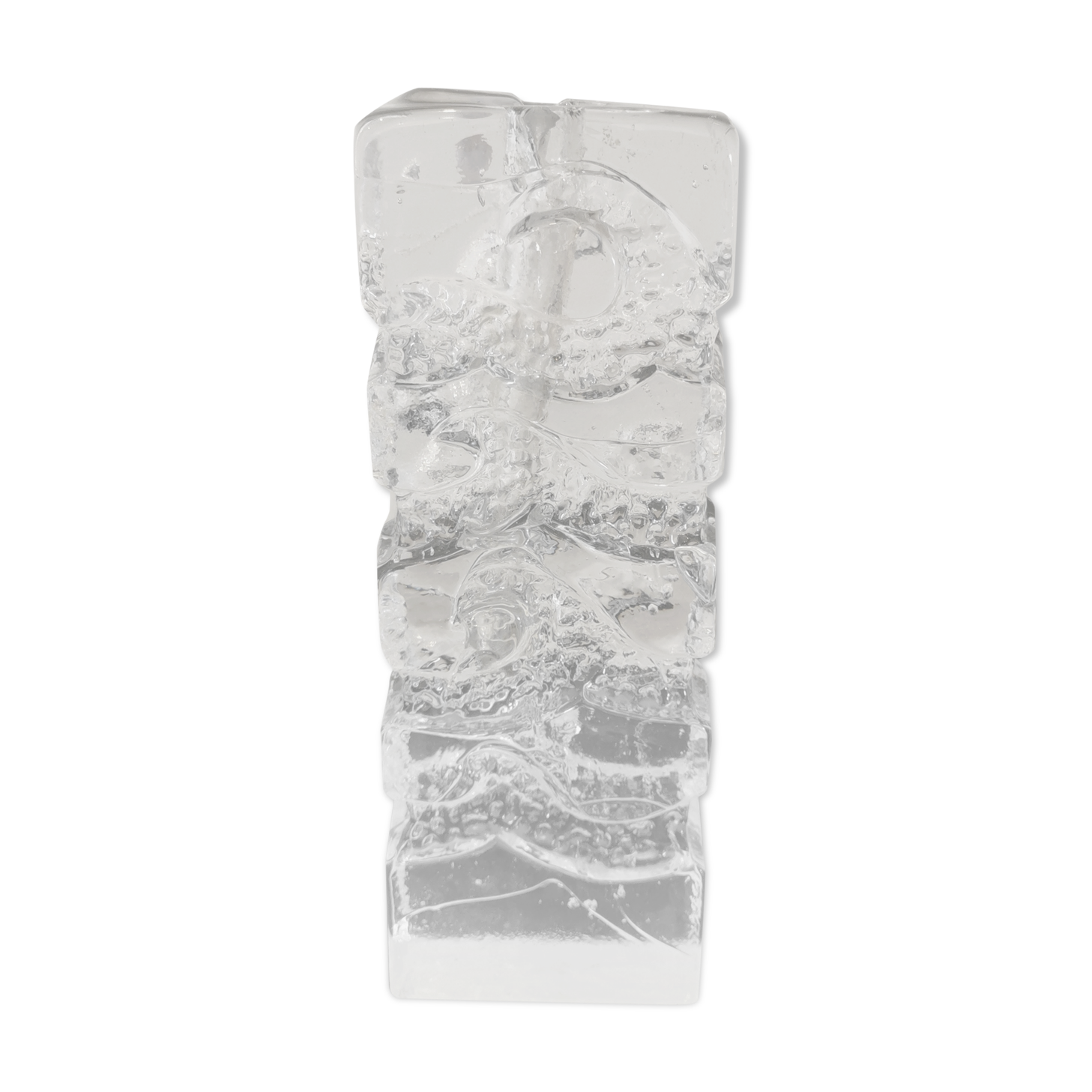 Vase pique fleur bougeoir en verre  style brutaliste Vintage