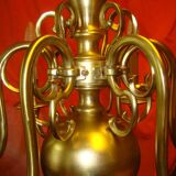 Dutch chandelier in solid bronze with 6 light arms, early 20th century.