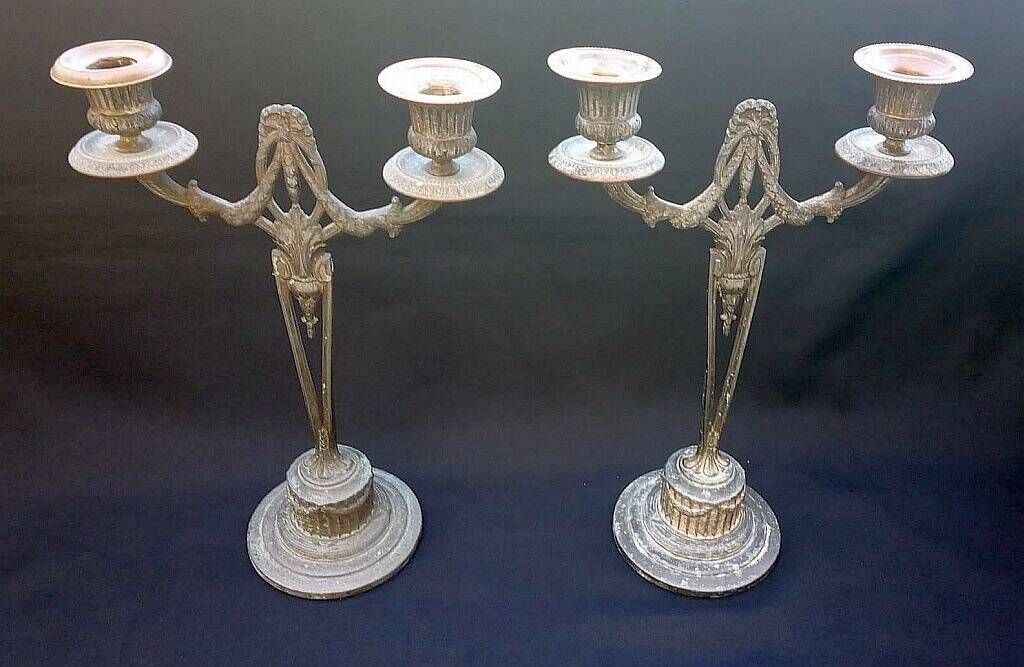 WMF Antique Art Nouveau Candlestick Pair Jugendstil  Germany