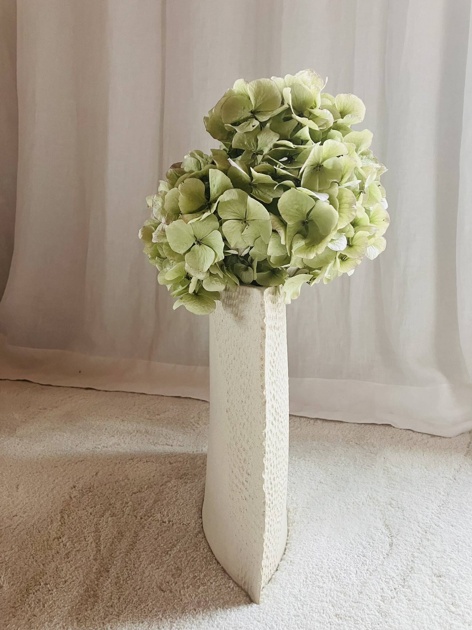 XL square ceramic vase with texture