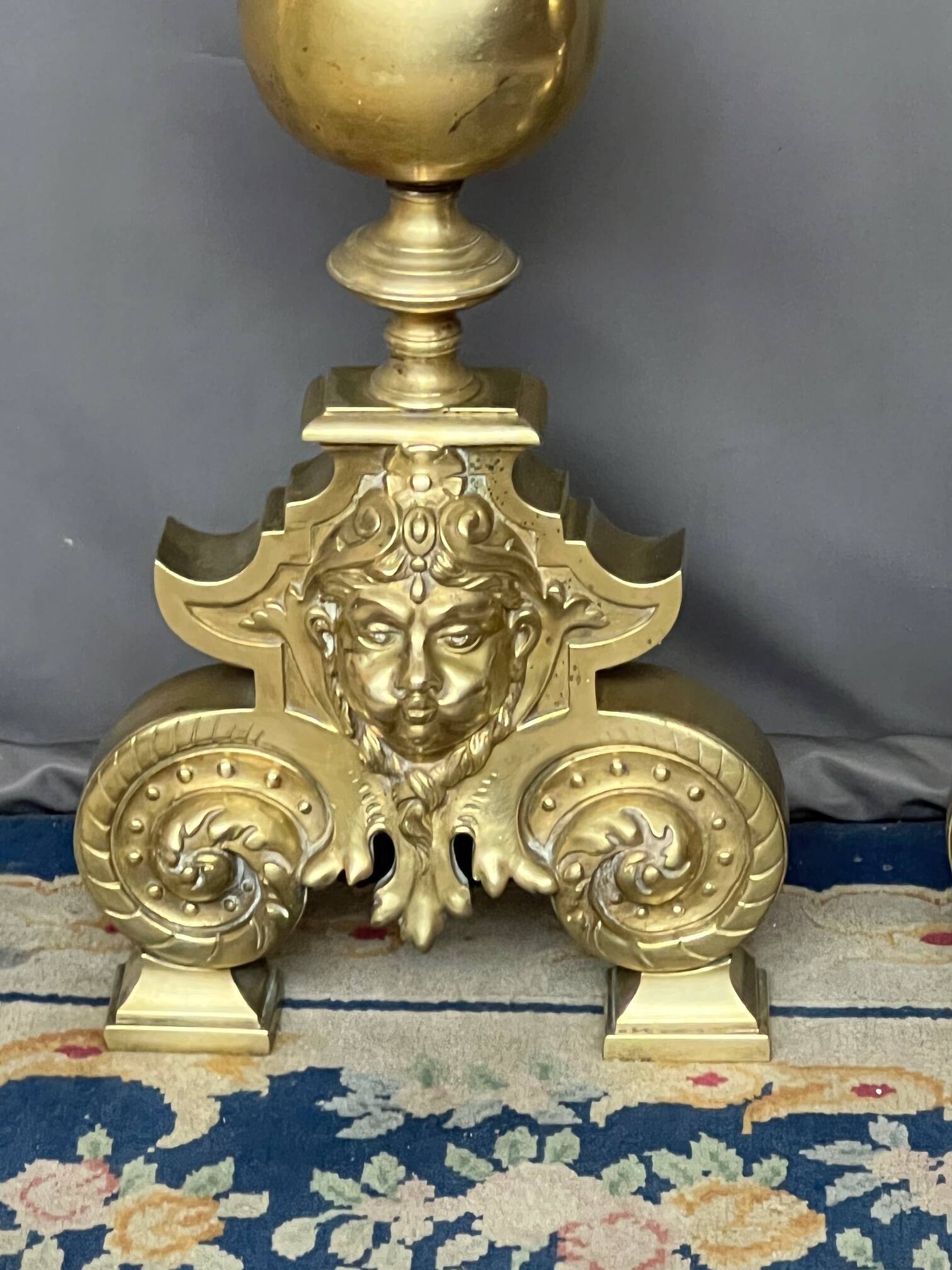 Renaissance style fireplace decorations. Solid bronze.