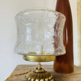 Table lamp in cracked glass and vintage gilded brass base