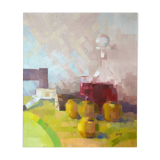 HST painting "Still life with pomes and carafe" signed Boulicot Modern Art (XX°)