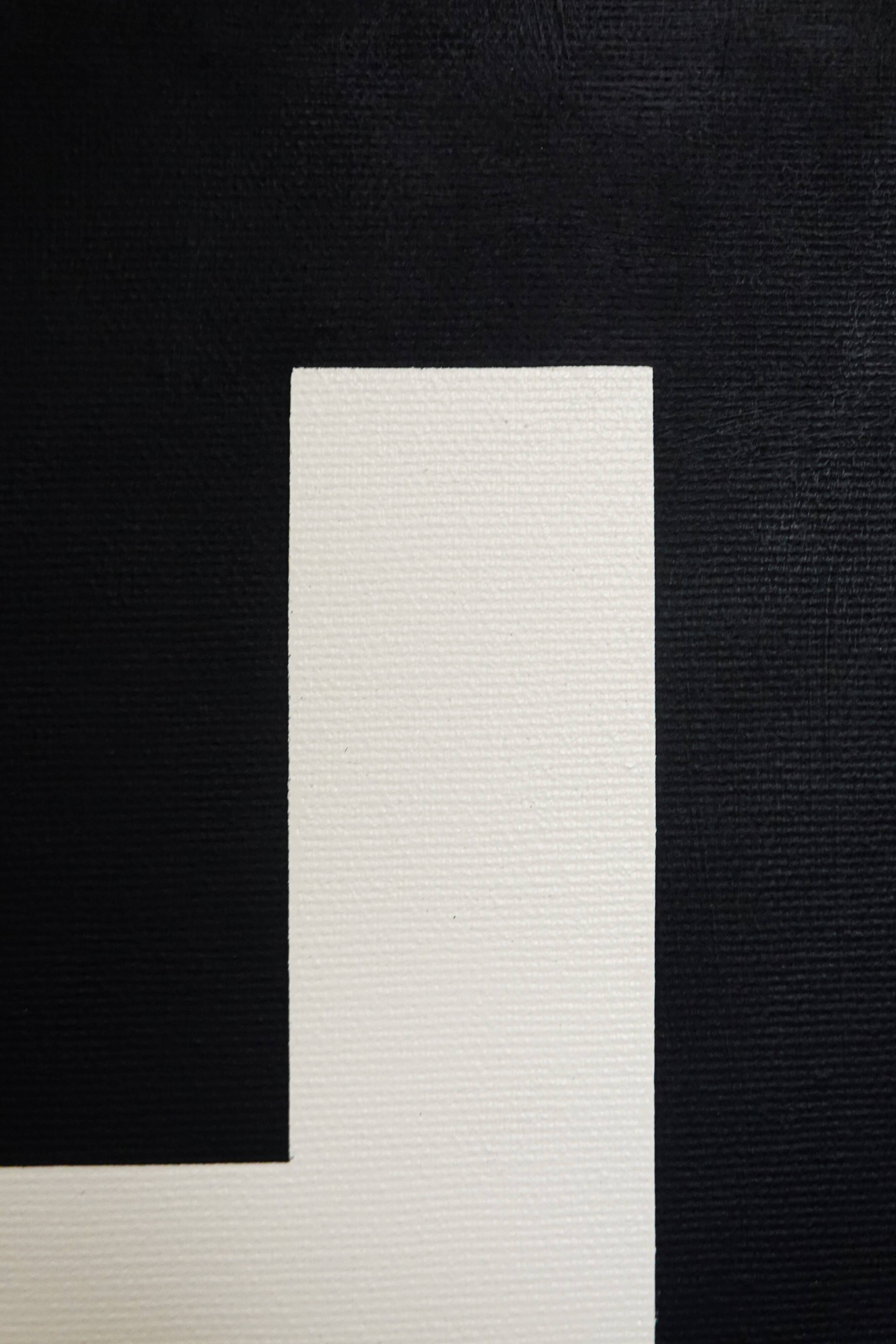 Minimalist abstract painting, black sign