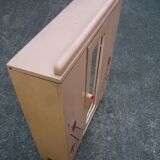 Doll cabinet and armchair, children's toy, 1930s, stencil rabbit pattern