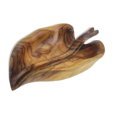 Corbeille en bois massif vintage forme feuille