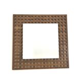 Vintage Pair of Square Walnut Mirrors Produced by Sant'Ambrogio e Deberti, Italy