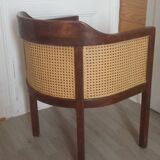 Art Deco style armchairs, wood and cane