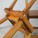 Pair of brutalist wooden back stools. France, circa 1960
