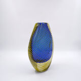 "Twist" blue vase with yellow twist