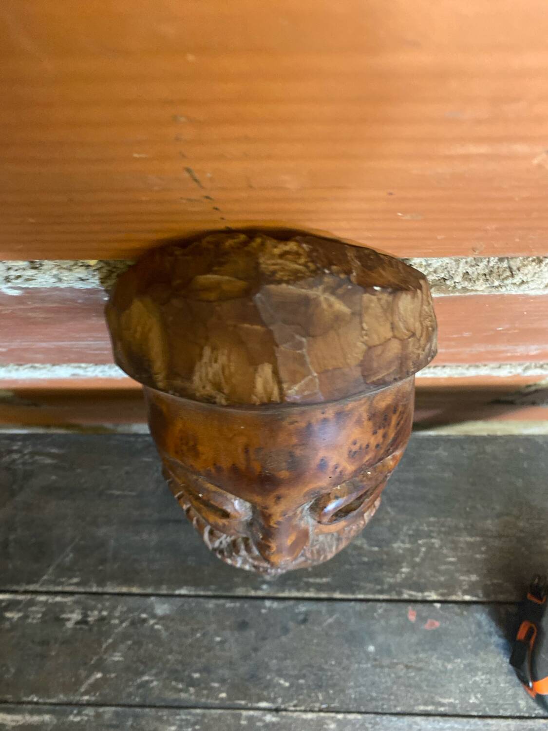 Moroccan mask in carved wood vintage decoration