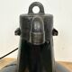 Industrial Black Enamel Factory Lamp with Cast Iron Top, 1950s