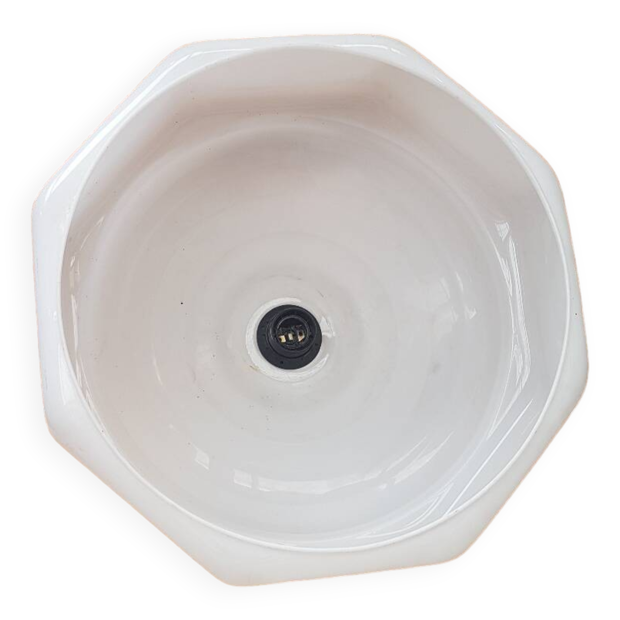 Old white plastic pendant lamp 1970s vintage