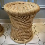 Vintage 70'S rattan and rope stools