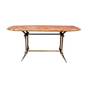 Table basse vintage en - marbre laiton