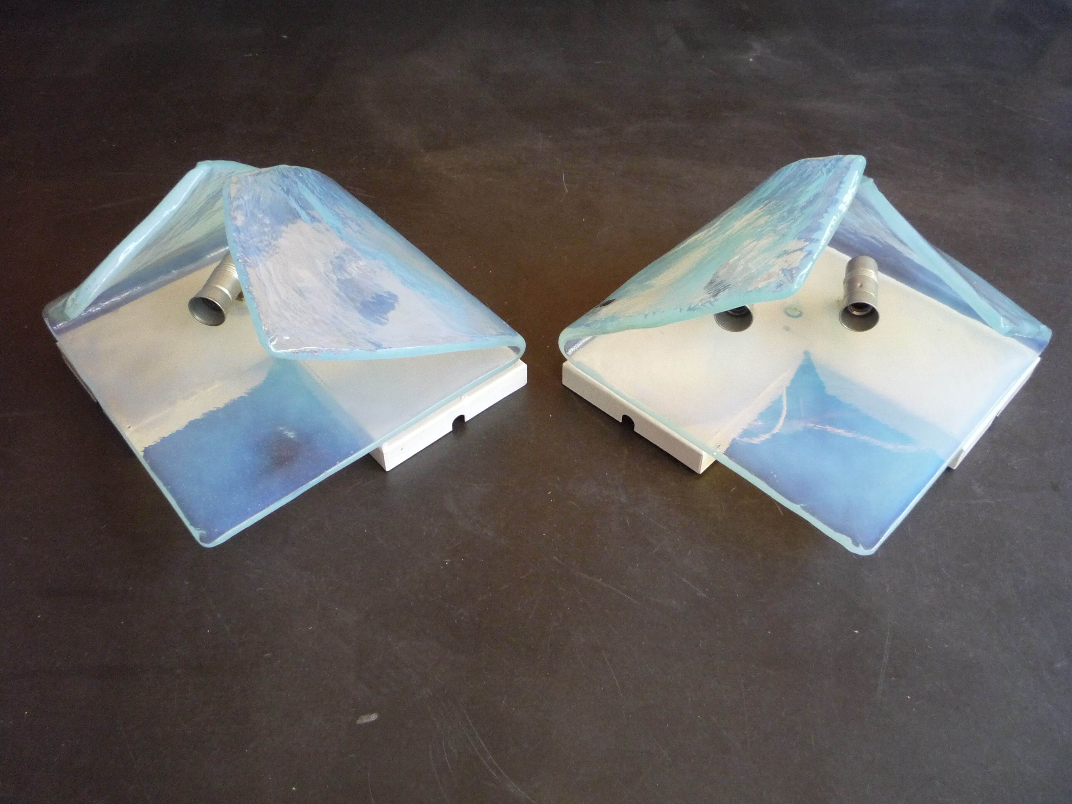 Pair of opalescent glass sconces by Carlo Nason