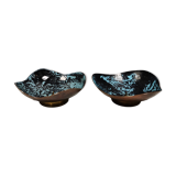 Set of candlesticks. Made of copper and blue/black enamel. From Danish Meka (1951 - 1989)