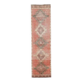 1970s vintage Turkish Oushak handmade wool cotton red area rug 89x344