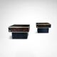 Coffee – and side tables in burl wood and plexiglass by Eric Maville 1980s