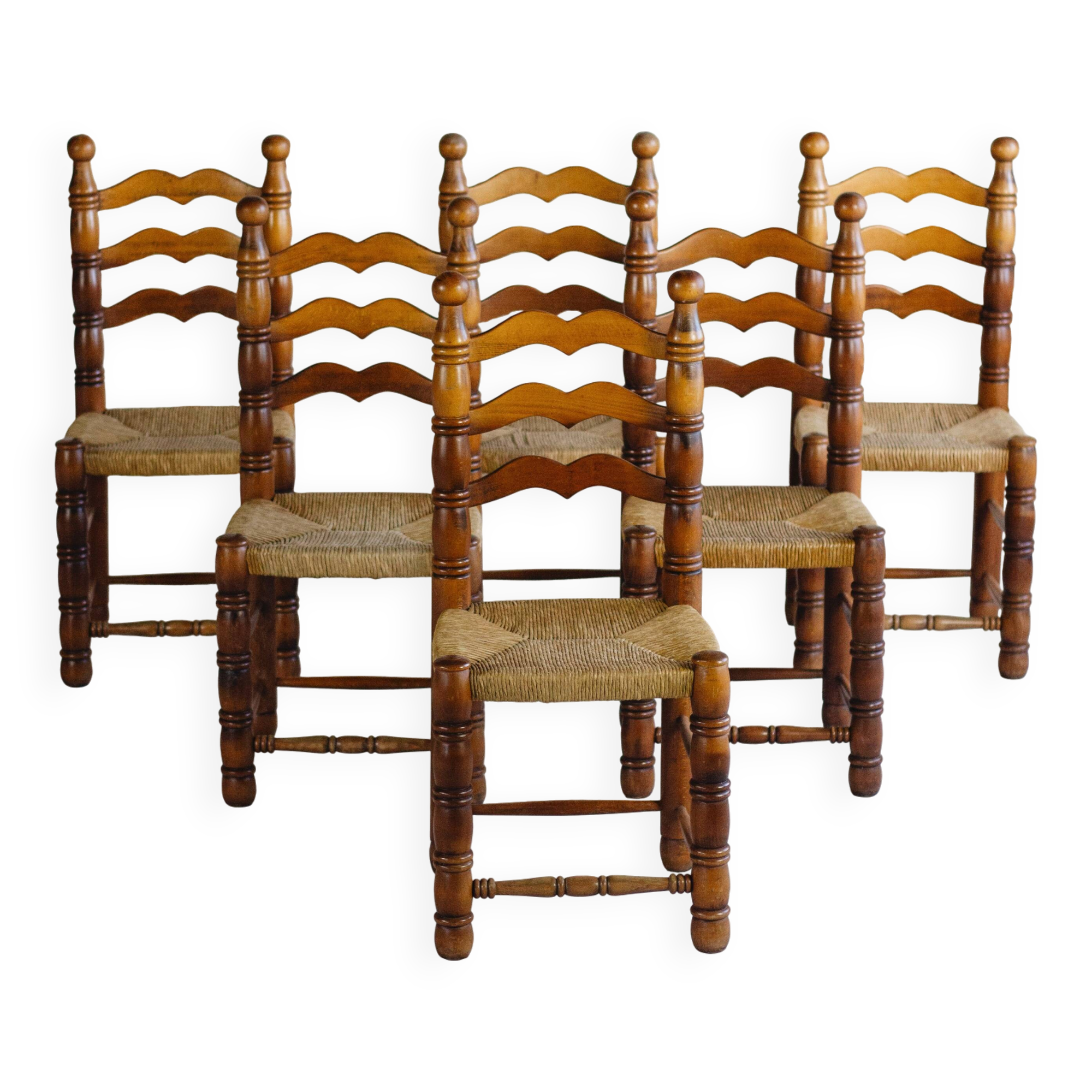 Set of 6 Dudouyt style chairs, 1950