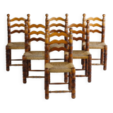 Set of 6 Dudouyt style chairs, 1950