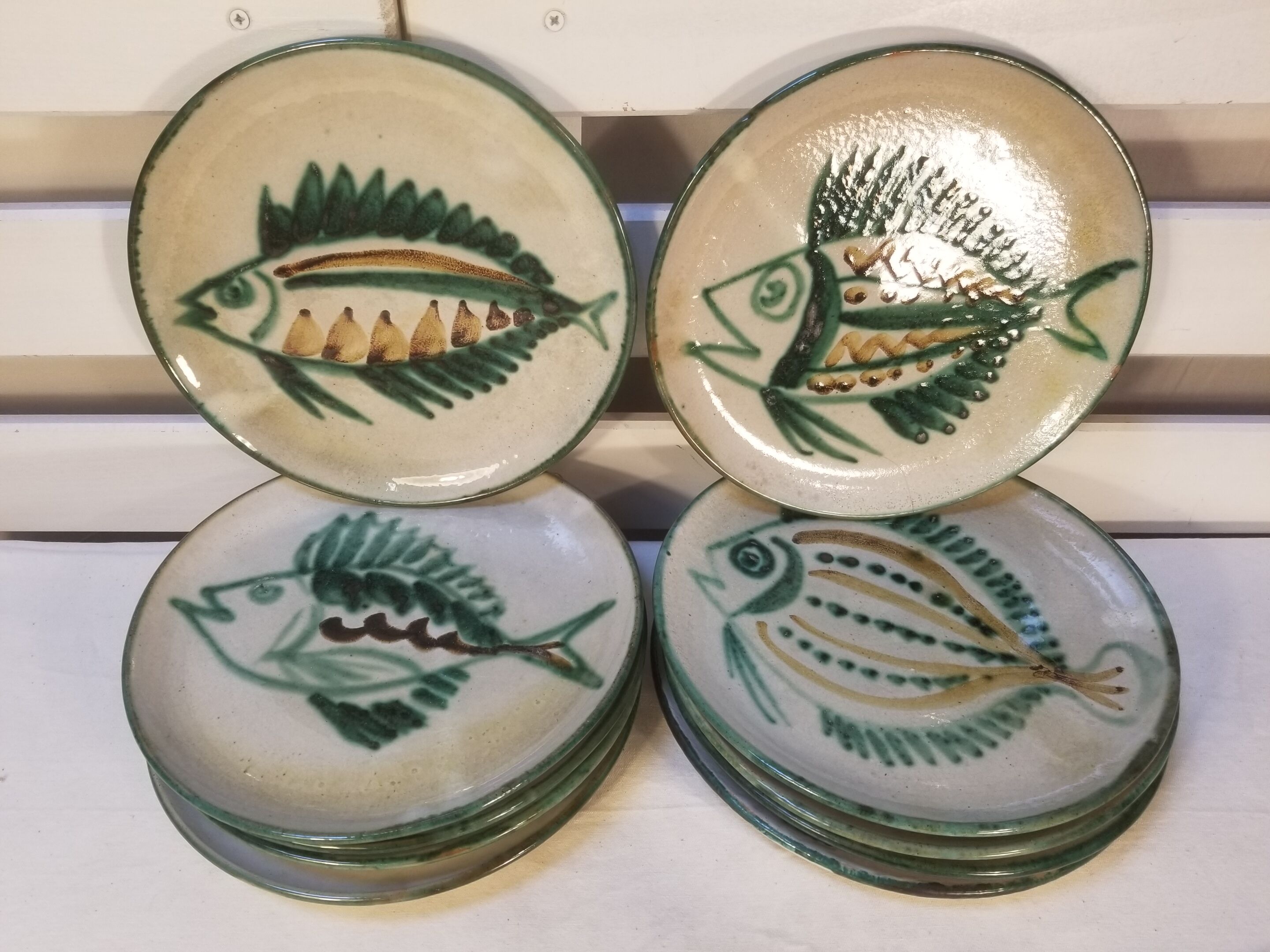 Series of 10 flat plates robert picault - 60s - fish series