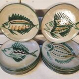 Series of 10 flat plates robert picault - 60s - fish series