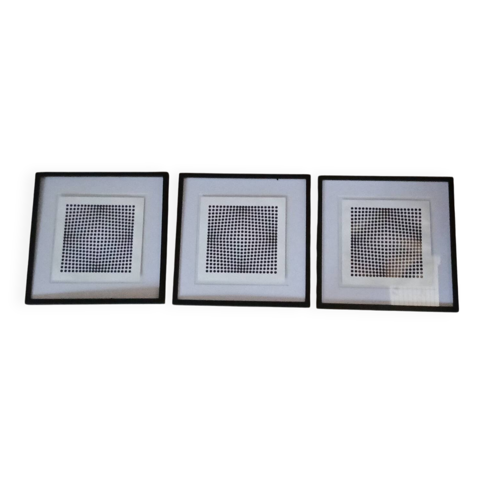 Vintage Optical Art Triptych Vasarely