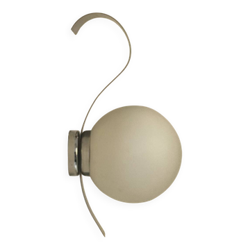 Vintage wall light, opaline glass and brushed metal, France, 1960