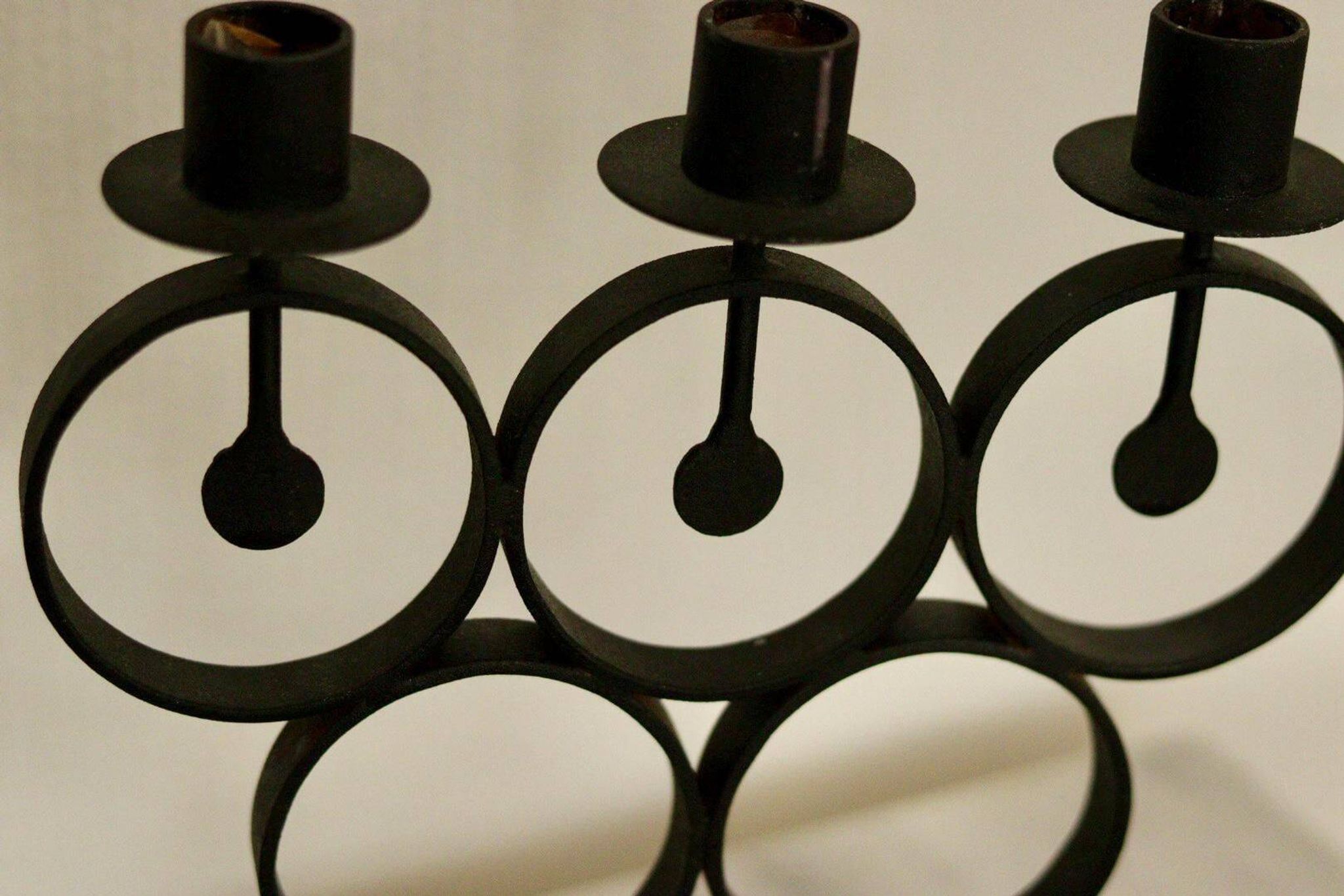Candélabre vintage en métal avec revêtement noir