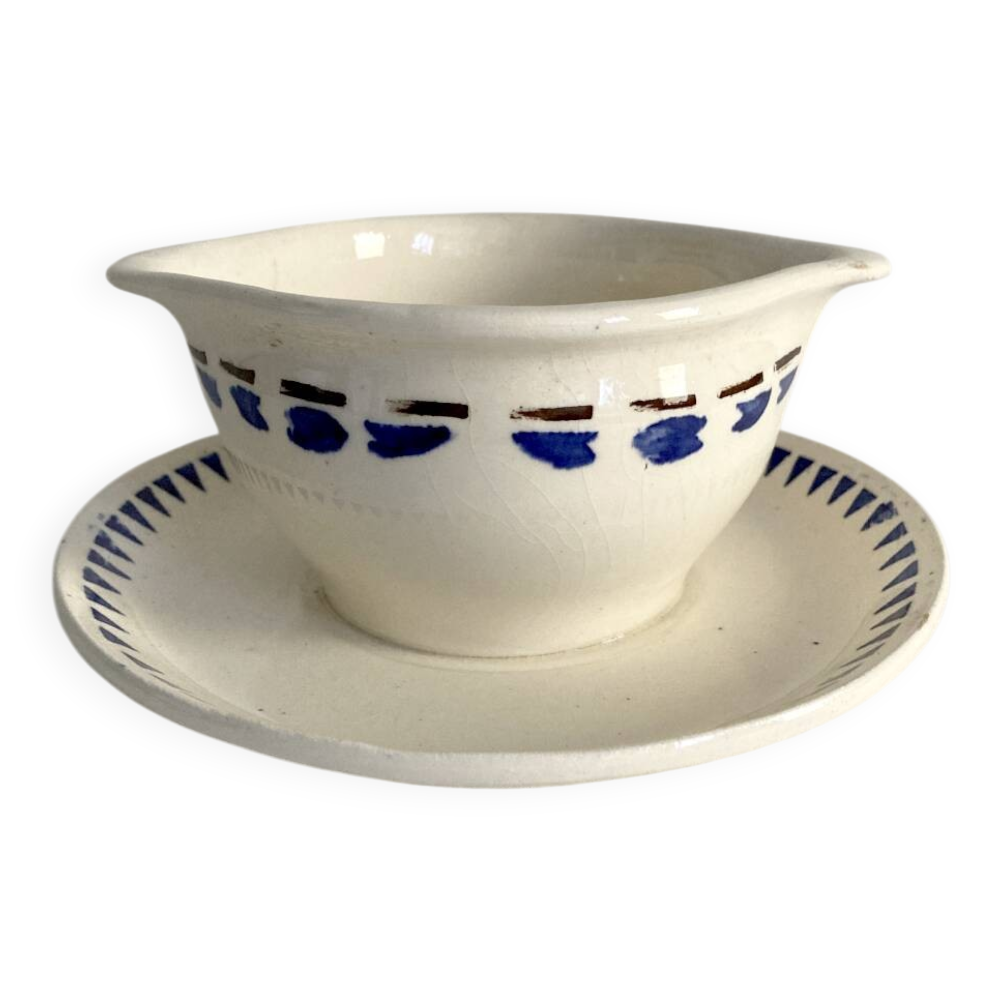 Longchamp ironstone gravy boat, Arlette model, 1950s