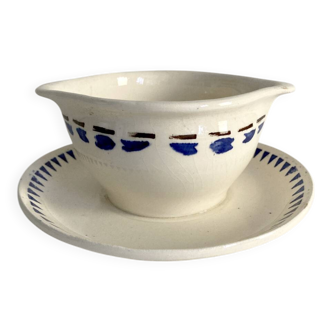 Longchamp ironstone gravy boat, Arlette model, 1950s