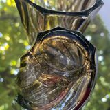 Trio de petits vases torsadés en verre fumé années 70