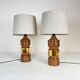 Pair of Bergboms Bitossi brass table lamps, large mid-century, 1960s, Sweden.