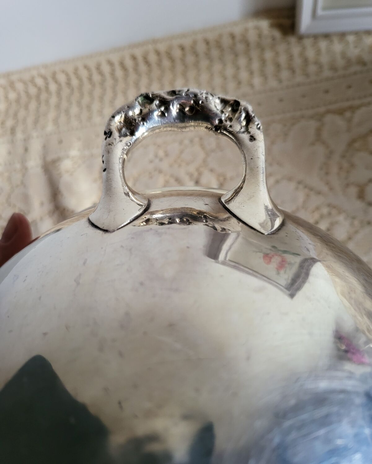 Silver-plated metal planter pot