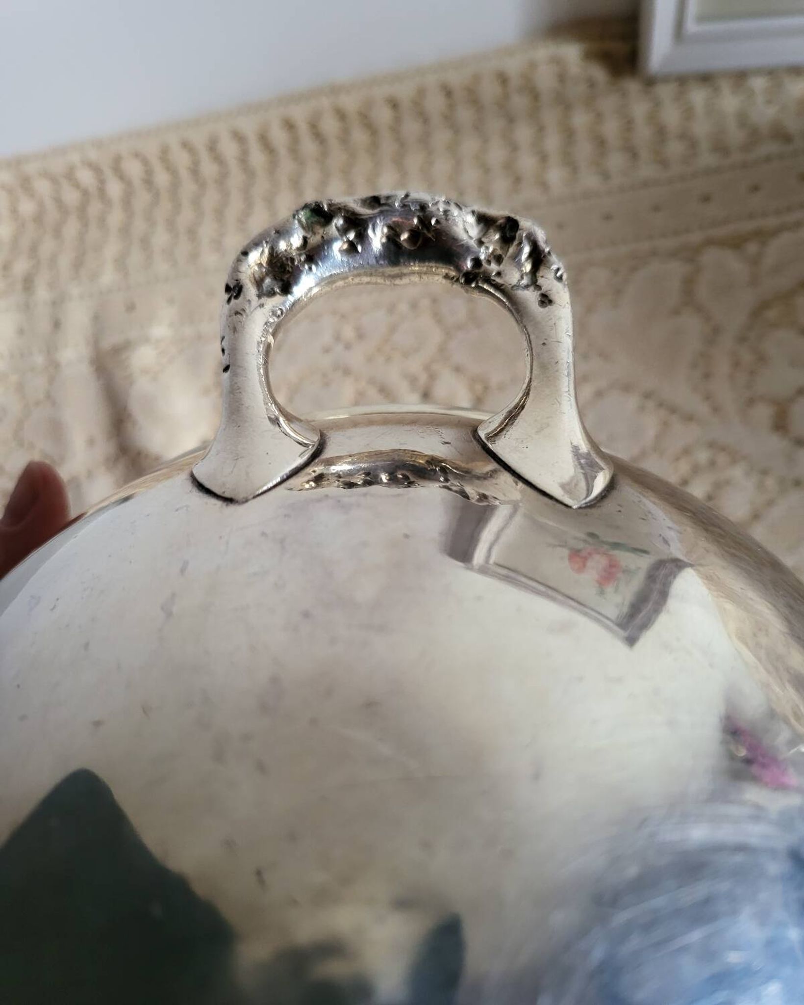Silver-plated metal planter pot