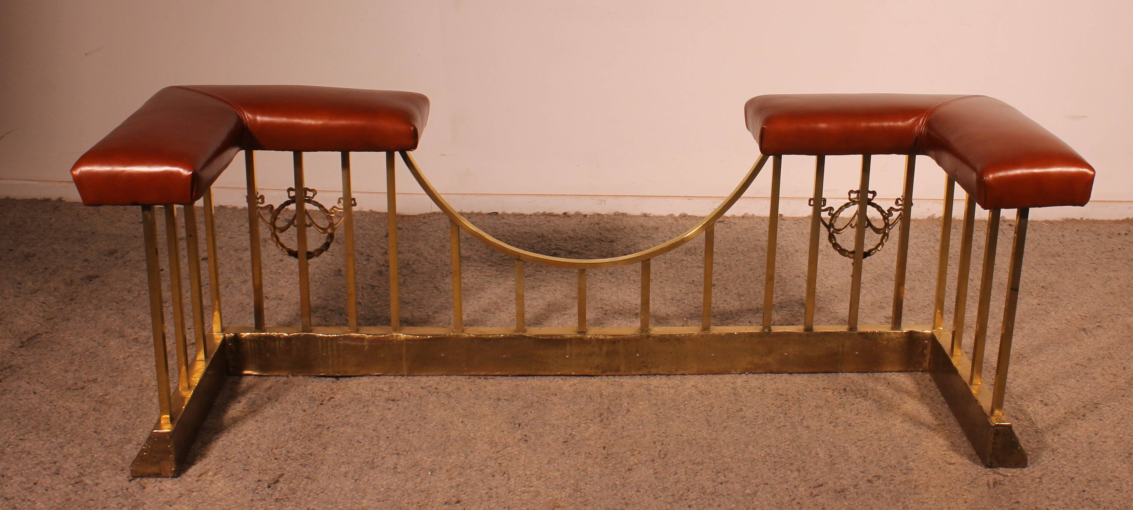 early 19th century fender club fireplace bench in brass and c
