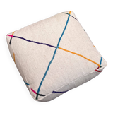 Azilal Kilim Moroccan Berber Pouf - 100% Wool and Cotton - Handwoven Floor Cushion