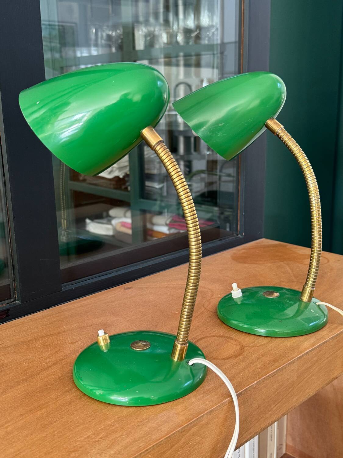 Lampes cocotte années 50/60 vert franc